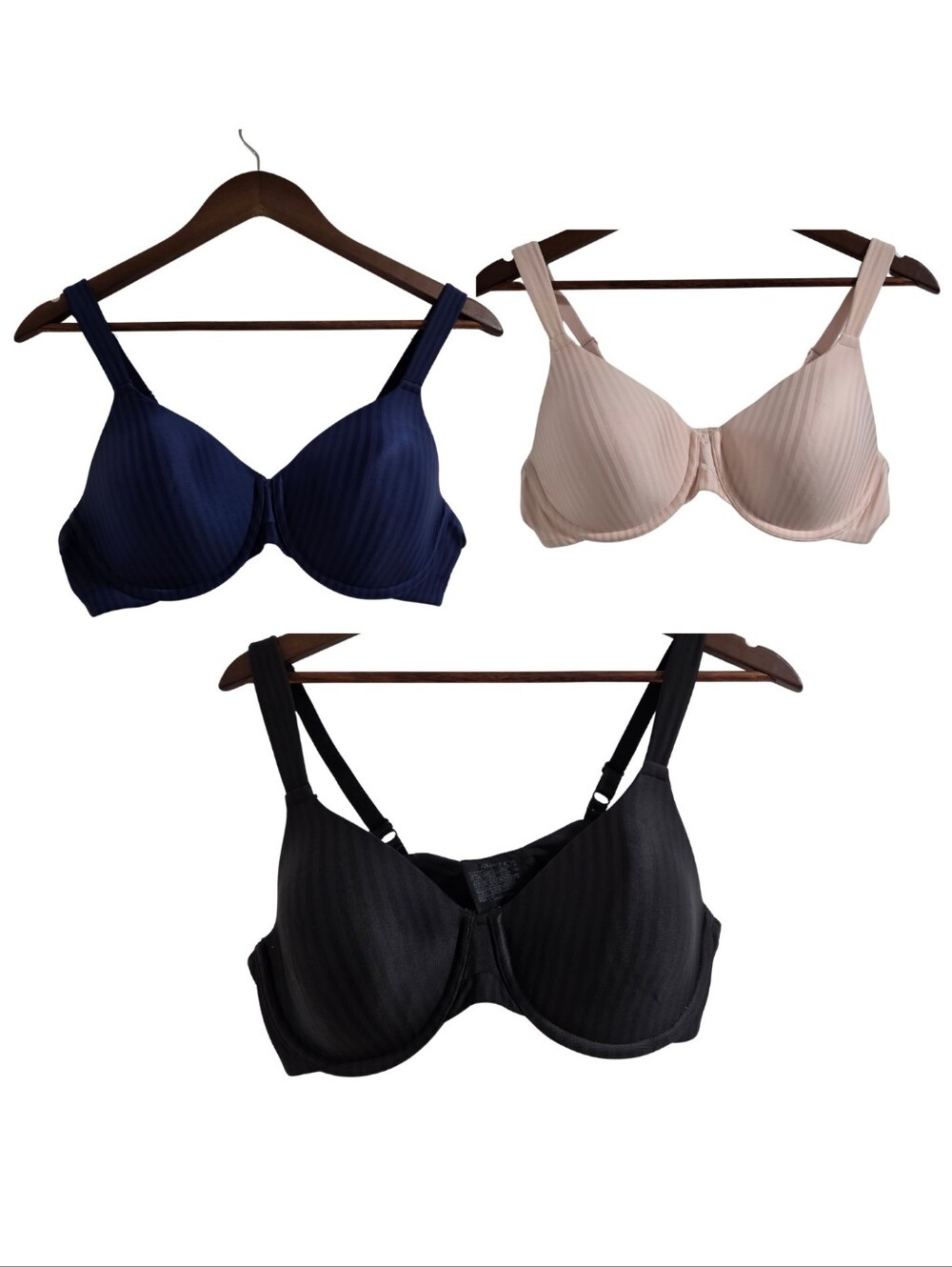 Set Of 3 Underwire Molded Cup Bra - Women Intimates 36C NAVY PINK BLACK